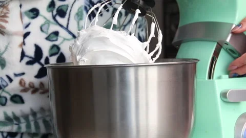 Planetary mixer whisk with meringue for making cake. Cooking cake Anna Pavlov Stock Footage 210787034