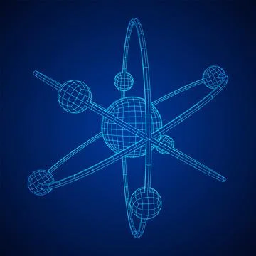 Planetary model of atom with nucleus and electrons Stock Illustration