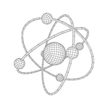 Planetary model of atom with nucleus and electrons Stock Illustration