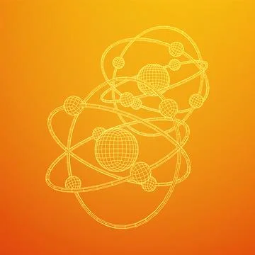 Planetary model of atom with nucleus and electrons Stock Illustration