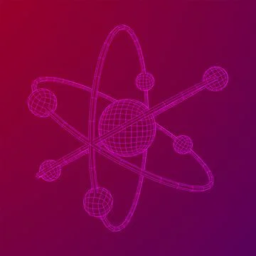 Planetary model of atom with nucleus and electrons Stock Illustration