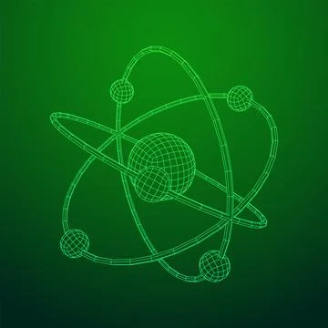 Planetary model of atom with nucleus and electrons Stock Illustration