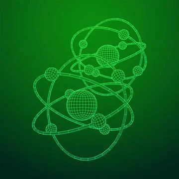 Planetary model of atom with nucleus and electrons Stock Illustration