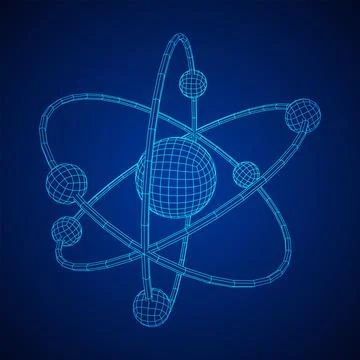 Planetary model of atom with nucleus and electrons Stock Illustration