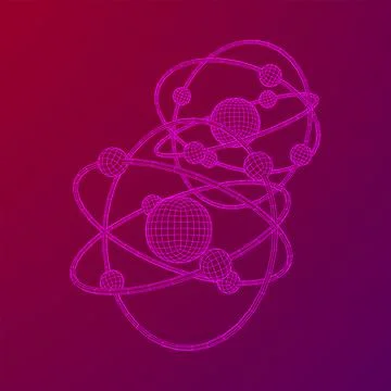 Planetary model of atom with nucleus and electrons Stock Illustration