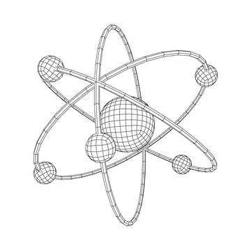 Planetary model of atom with nucleus and electrons Stock Illustration
