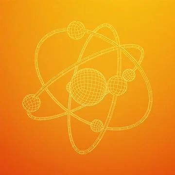 Planetary model of atom with nucleus and electrons Stock Illustration