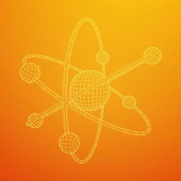 Planetary model of atom with nucleus and electrons Stock Illustration