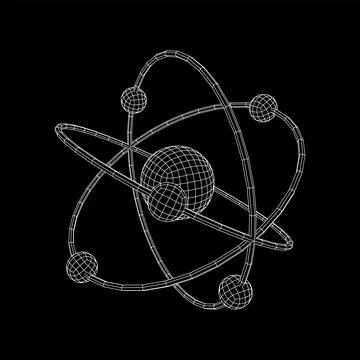 Planetary model of atom with nucleus and electrons Stock Illustration