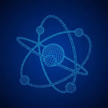 Planetary model of atom with nucleus and electrons Stock Illustration