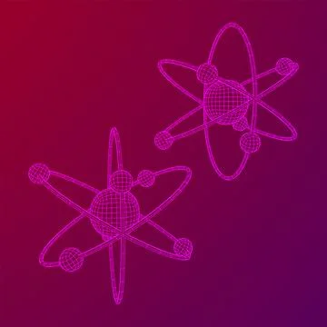 Planetary model of atom with nucleus and electrons Stock Illustration