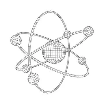 Planetary model of atom with nucleus and electrons Stock Illustration