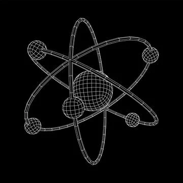 Planetary model of atom with nucleus and electrons Stock Illustration