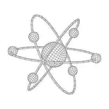 Planetary model of atom with nucleus and electrons Stock Illustration