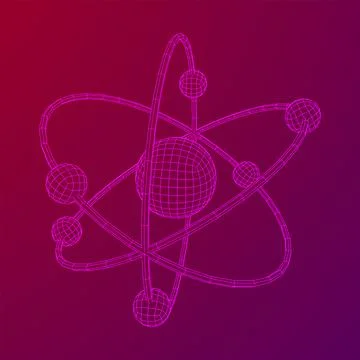 Planetary model of atom with nucleus and electrons Stock Illustration