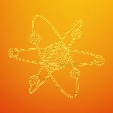 Planetary model of atom with nucleus and electrons Stock Illustration