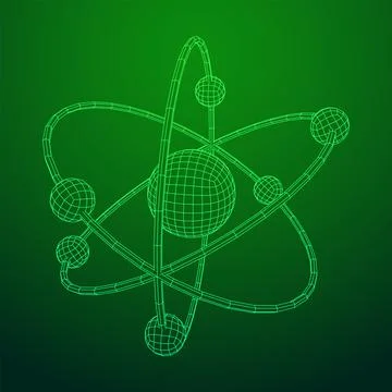 Planetary model of atom with nucleus and electrons Stock Illustration