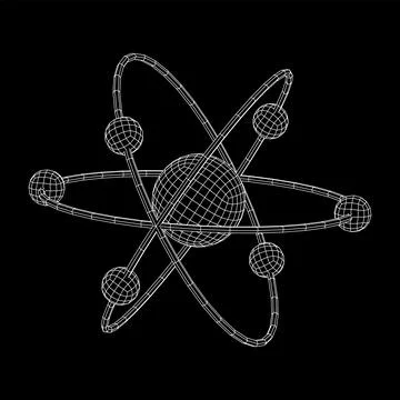 Planetary model of atom with nucleus and electrons Stock Illustration