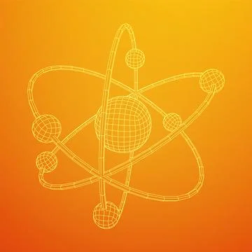 Planetary model of atom with nucleus and electrons Stock Illustration