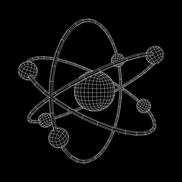 Planetary model of atom with nucleus and electrons Stock Illustration