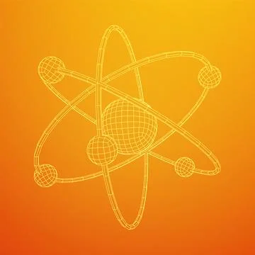 Planetary model of atom with nucleus and electrons Stock Illustration