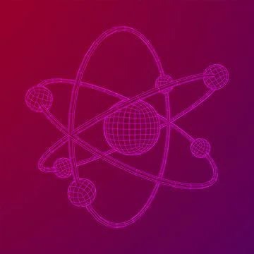 Planetary model of atom with nucleus and electrons Stock Illustration