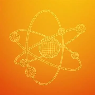 Planetary model of atom with nucleus and electrons Stock Illustration