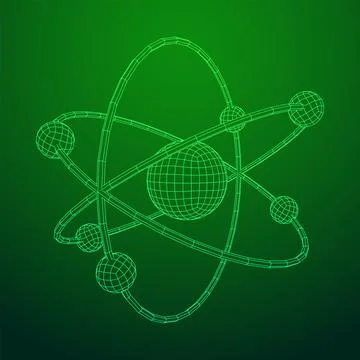 Planetary model of atom with nucleus and electrons Stock Illustration