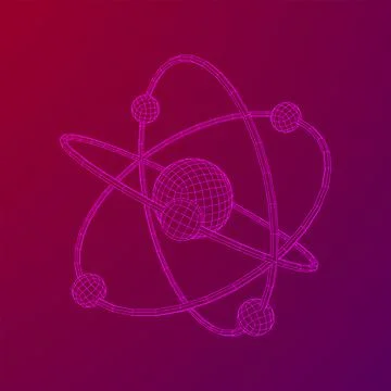 Planetary model of atom with nucleus and electrons Stock Illustration