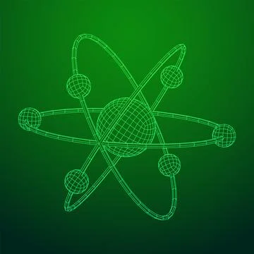 Planetary model of atom with nucleus and electrons Stock Illustration