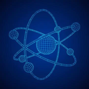 Planetary model of atom with nucleus and electrons Stock Illustration