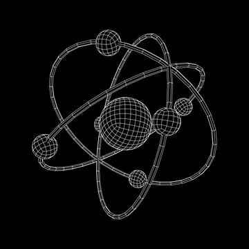 Planetary model of atom with nucleus and electrons Stock Illustration