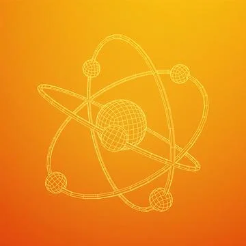 Planetary model of atom with nucleus and electrons Stock Illustration
