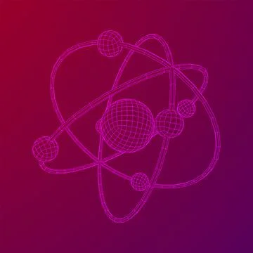 Planetary model of atom with nucleus and electrons Stock Illustration