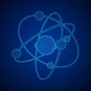 Planetary model of atom with nucleus and electrons Stock Illustration