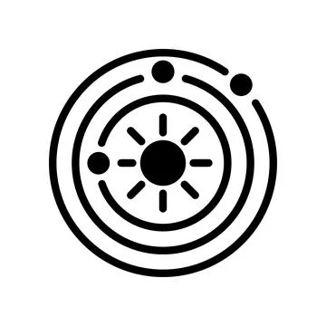 Planetary Orbit Icon. Each planet swims in its own path Stock Illustration
