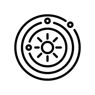Planetary Orbit Icon. Each planet swims in its own path Stock Illustration