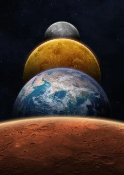 Planetary parade: Four planets set to align. Stock Photos