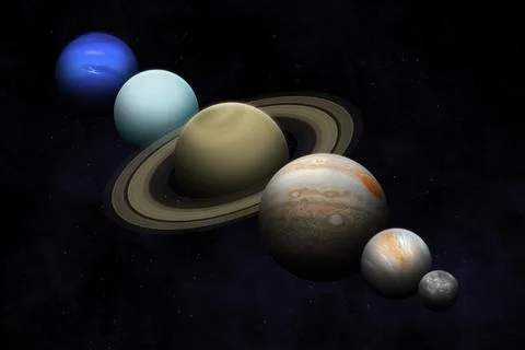 Planetary parade. Six planets set to align. Stock Photos