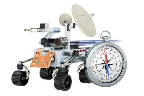 Planetary rover with compass, 3D rendering Planetary rover with compass, 3... Stock Photos