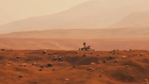 Planetary rover on the surface of Mars Stock Footage 82807644