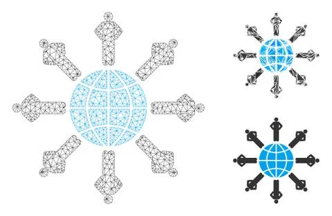 Planetary Society Vector Mesh Carcass Model and Triangle Mosaic Icon 스톡 일러스트