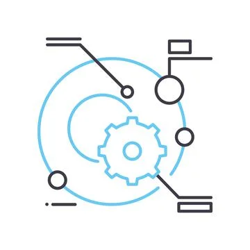 Planetary system data line icon, outline symbol, vector illustration, concept Stock Illustration