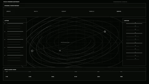 Planetary System Map HUD Interface Seamless Loop Stock Footage 342286522
