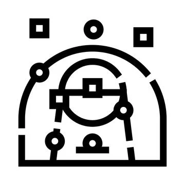 Planetary system orbit path line icon Stock Illustration