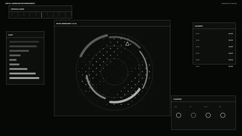 Planetary Terrain Analysis HUD Seamless Loop Stock Footage 342286836