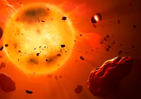 Planetesimals inside protoplanetary disc Stock Illustration