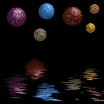 Planets above sea Stock Illustration