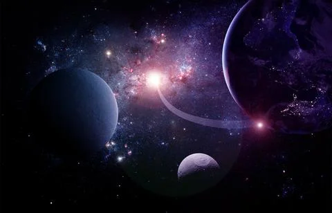 Planets and galaxy in outer space. Stock Photos