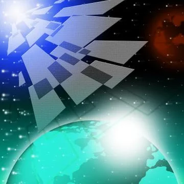 Planets Background Means Satellite Data And Waves Stock Illustration